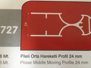 Bzzzx Плиссе подвижной алюминиум профиль створка  24mm(alumin)